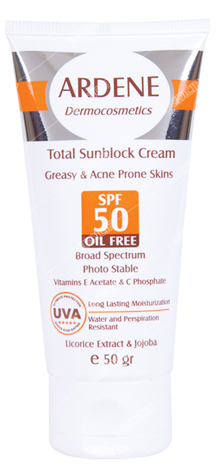 کرم ضد آفتاب بی رنگ فاقد چربی SPF50 آردن