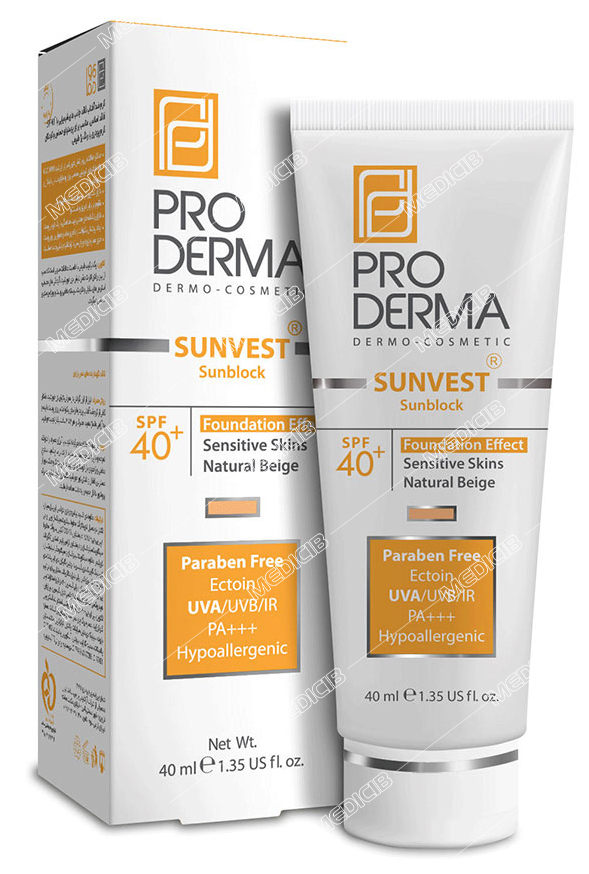 کرم ضد آفتاب SPF40 بژ طبیعی پرودرما
