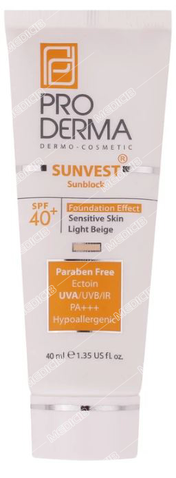 کرم ضد آفتاب SPF40 بژ روشن پرودرما