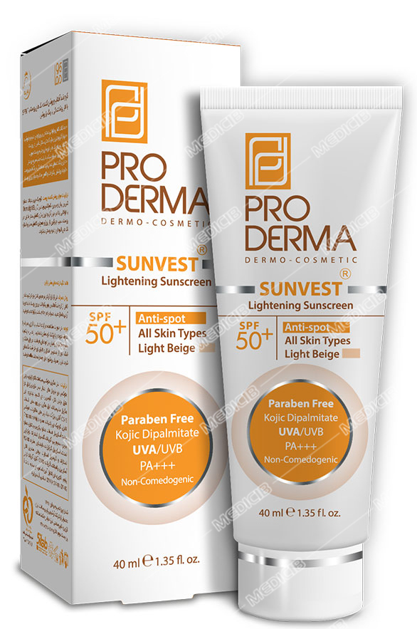 کرم ضد آفتاب و روشن کننده لک SPF50 بژ روشن پرودرما