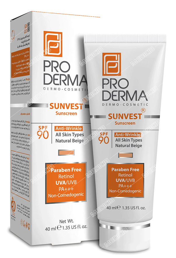 کرم ضد آفتاب و ضدچروک SPF90 بژ طبیعی پرودرما