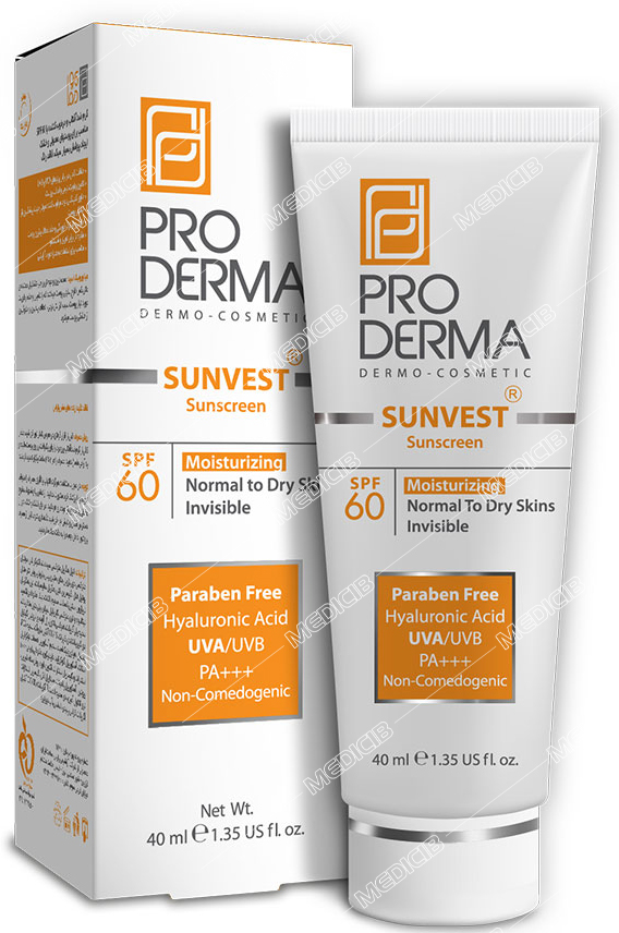 کرم ضد آفتاب و مرطوب کننده SPF60 بدون رنگ پرودرما