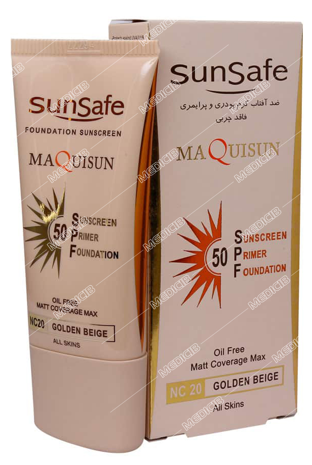 ضد آفتاب پودری و پرایمری SPF50 بژ طلایی سان سیف