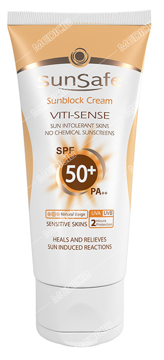 كرم ضد آفتاب فیزیکال SPF50 بژ طبیعی سان سیف